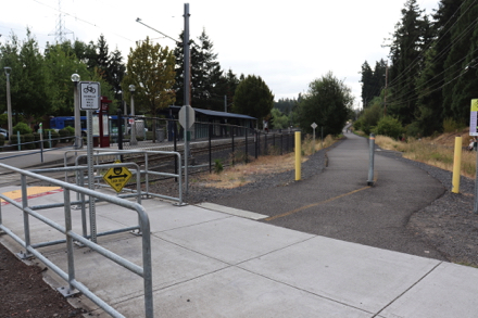 Crosswalk to MAX Blue Line station and Westside Regional Trail