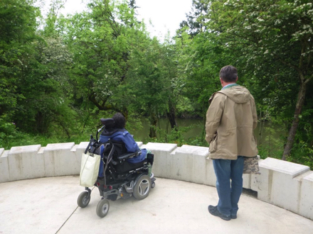 One of several overlooks for the Tualatin River - hard surface - small raised wall for seating