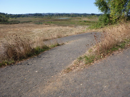 Compacted gravel trail with switchbacks from bus stop to Wildlife Center, parking lot and trailhead Compacted gravel trail with switchbacks from bus stop to Wildlife Center, parking lot and trailhead